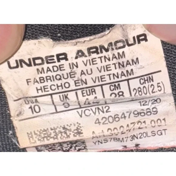 Under Armour Charged Vantage Sneakers
Black Men's 10‎ Women's 12 - Picture 7 of 7